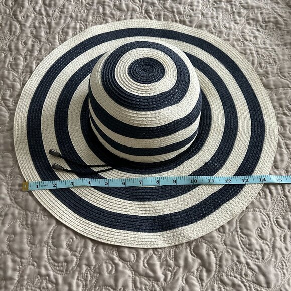 Sun Hat Beach - Navy Blue Stripe Hat - Beachy Classic Elegant - Picture 6 of 13